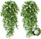 2Pcs Hanging Flower Artificial Vine Hanging Plants Greenery Faux Greenery Artificial Hanging Plants (White)